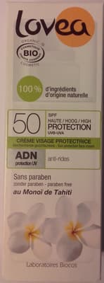 Crème visage protectrice SPF 50 anti-rides au Monoï de Tahiti