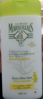 Douche et bain crème hypoallergénique sans savon - Seve d'aloe vera et fleur d'amandier