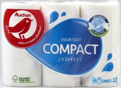 Essuie‑tout compact, 2 plis