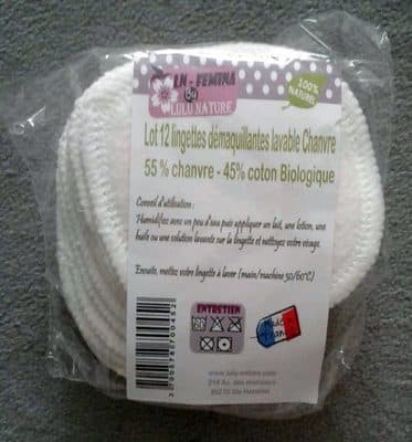 Lot 12 lingettes démaquillantes lavable Chanvre