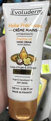 Huile Précieuse Crème Mains Hydratante Huile d'Argan & d'Onagre