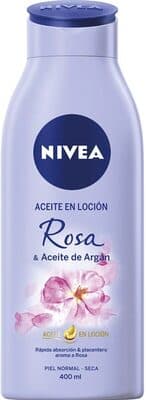 Aceite en loción rosa y aceite de argán