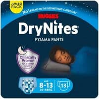 Sous-vêtements de nuit 8-13ans 30-48kg Garçon Jumbo Pack DryNites