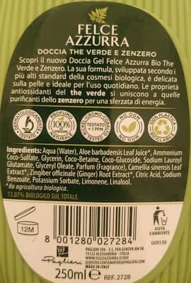 The verde e zenzero doccia gel