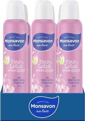 Monsavon Déodorant Femme Spray Fleur de Lotus Presque Divine 6x200ml