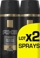 AXE Gold Déodorant Homme Bois de Oud et Vanille Noir 48H Spray Lot 2x150ml
