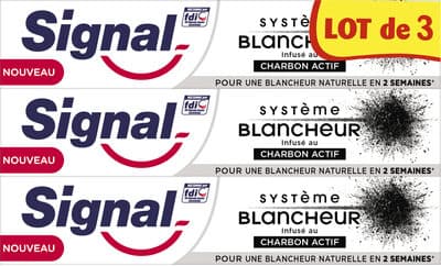 Signal Dentifrice Système Blancheur Charbon Actif 3x75ml