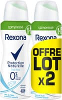REXONA 0% Compressé Déodorant Femme Compressé Spray Protection Naturelle Fraîcheur Lot 2x100ml