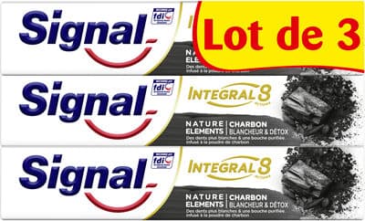 Signal Integral 8 Dentifrice Nature Elements Charbon Blancheur & Detox Lot 3 x 75ml