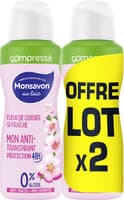 Monsavon Anti-Transpirant Femme Spray Compressé Fleur De Cerisier 2x100ml