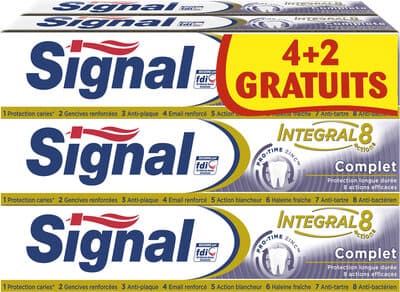 Signal Integral 8 Dentifrice Complet Tube Lot 4+2 Offerts x 75ml