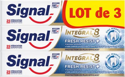 Signal Integral 8 Dentifrice Fresh Resist Plus Tube Lot 3 x 75ml