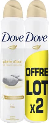 DOVE Déodorant Femme Spray Pierre d'Alun et Beurre de Karité 2x200ml