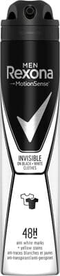 REXONA MEN Déodorant Homme Spray Anti-Transpirant Invisible Black + White 200ml