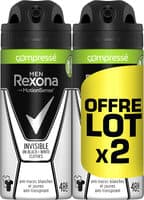 REXONA Men Anti-Transpirant Invisible Black White Compressé Lot 2x100ml
