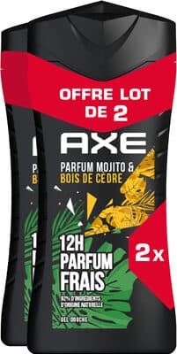 AXE Gel Douche Homme Wild 12h Parfum Frais 2x250ml