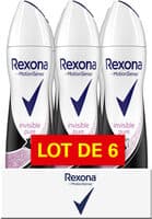 Rexona Déodorant Femme Spray Anti-Transpirant Invisible Pure 6x200ml