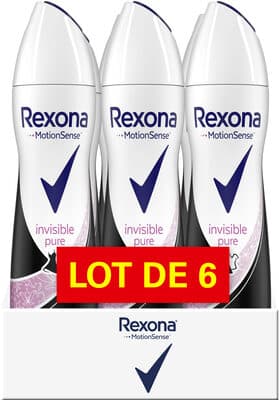 Rexona Déodorant Femme Spray Anti-Transpirant Invisible Pure 6x200ml