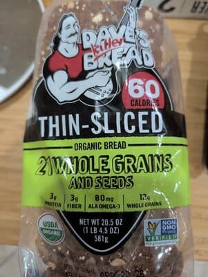 Thin-sliced 21 Whole Grains And Seeds Organic Bread