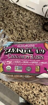 EZEKIEL 4:9 Cinnamon Raisin Flourless Sprouted Grain Bread