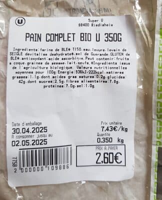 Pain Complet Bio U