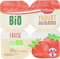 Yaourts avec morceaux fraise bio