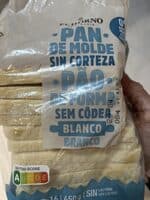 Pan de molde sin corteza blanco
