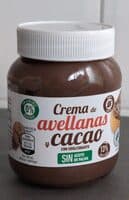 Crema de avellanas y cacao con edulcorante