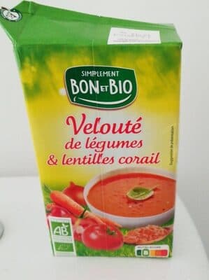 Velouté de legumes et de lentilles corail