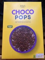 CHOCO POPS toasted puffed rice cereal fortified with vitamins and iron with cocoa