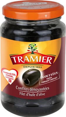 Olives noires confites dénoyautées bocal 150g