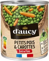 Petits pois extra fins et carottes d'aucy 530g