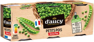 Petits pois extra fins d'aucy cart.3x140g