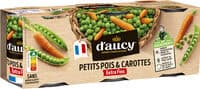 Petits pois extra fins Carottes d'aucy cart.3x130g