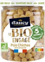 Pois chiches sans sel ajouté Bio engagé d'aucy 340g