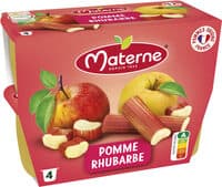 MATERNE Compotes Coupelles Pomme Rhubarbe 4x100g