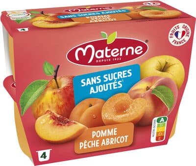 MATERNE Compotes Coupelles Pomme Pêche Abricot 4x100g