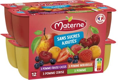 MATERNE Compotes Coupelles Multivariétés Fruits Rouges 12x100g