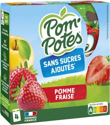 POM'POTES Compotes Gourdes Pomme Fraise 4x90g
