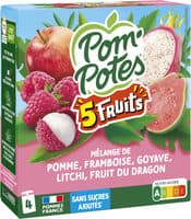 POM'POTES Compotes Gourdes 5 Fruits Roses 4x90g