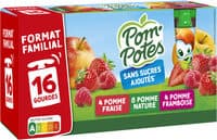 POM'POTES Compotes Pomme, P. Frs, P. Framb 16x90g Format Familial