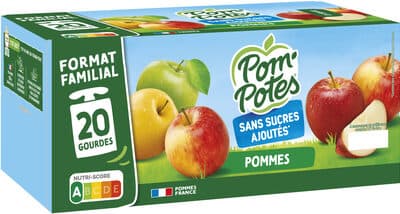 POM'POTES Compotes Gourdes Pomme Nature 20x90g