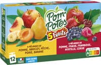 POM'POTES Compotes Gourdes 5 Fruits Rouges & Jaunes 12x90g