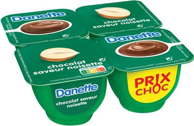 Danette saveur chocolat noisette 125 g x 4 prix choc