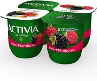 Activia fruits 125 g x 4 mure/framboise