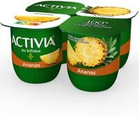 Activia fruits 125 g x 4 ananas