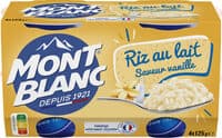 MONT BLANC Crème dessert Coupelles Riz au lait Vanille 4x125g
