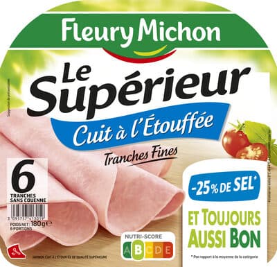 Le supérieur cuit à l'étouffée - tranches fines - 25% de sel * - 6 tranches