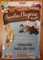 Muesli bio pépites et flocons chocolat noix de coco