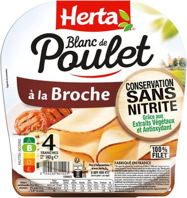 HERTA Blanc Poulet Broche conservation sans nitrite x4 -140g
